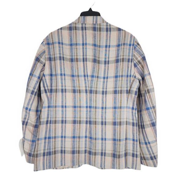 Lauren Ralph Lauren Men's Classic-Fit Linen Sport Coat Tan/Blue Plaid 44L NWT - Picture 3 of 4